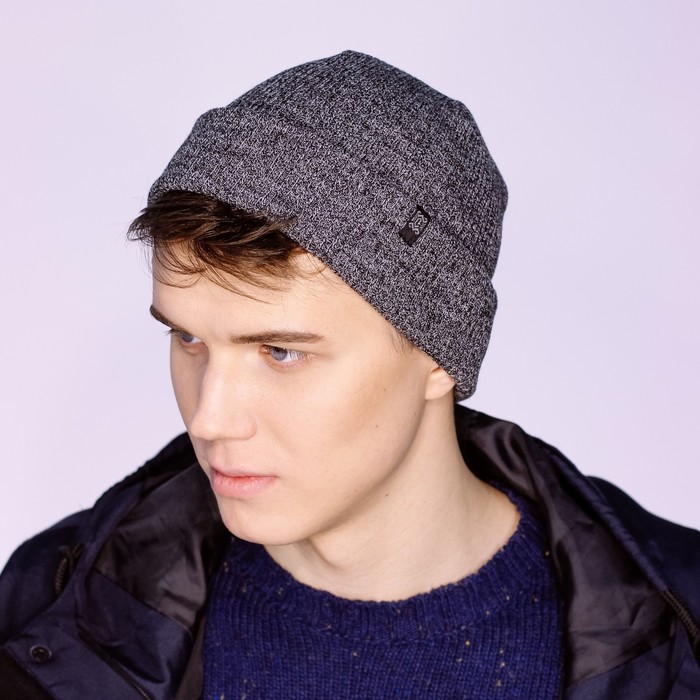 Шапка мужская "РЕЙН М" демисезонная 820408, цвет тёмно-серый меланж, р-р 56-58