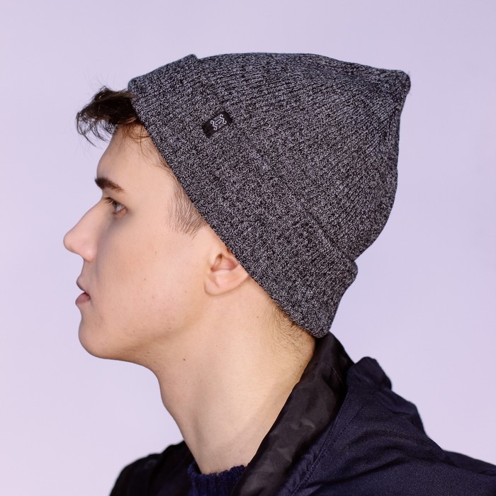 Шапка мужская "РЕЙН М" демисезонная 820408, цвет тёмно-серый меланж, р-р 56-58
