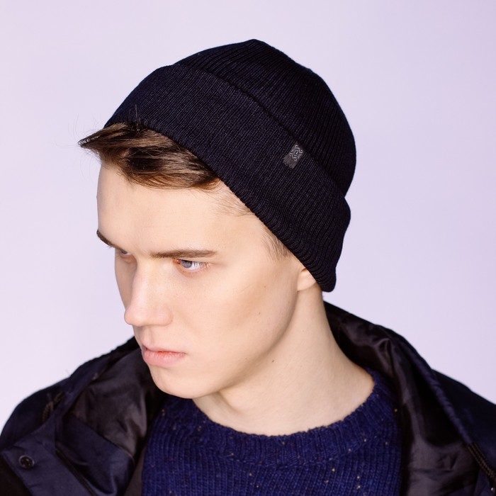 Шапка мужская "РЕЙН М" демисезонная 820412, цвет тёмно-синий, р-р 56-58