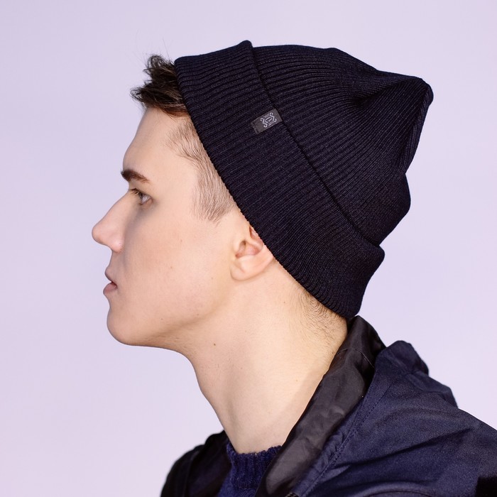 Шапка мужская "РЕЙН М" демисезонная 820412, цвет тёмно-синий, р-р 56-58