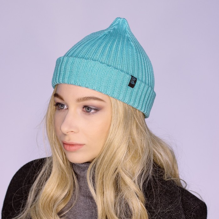 Шапка женская "БЕТ" демисезонная 819618, цвет мята, р-р 56-58