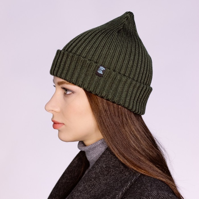 Шапка женская "БЕТ" демисезонная 819620, цвет хаки, р-р 56-58