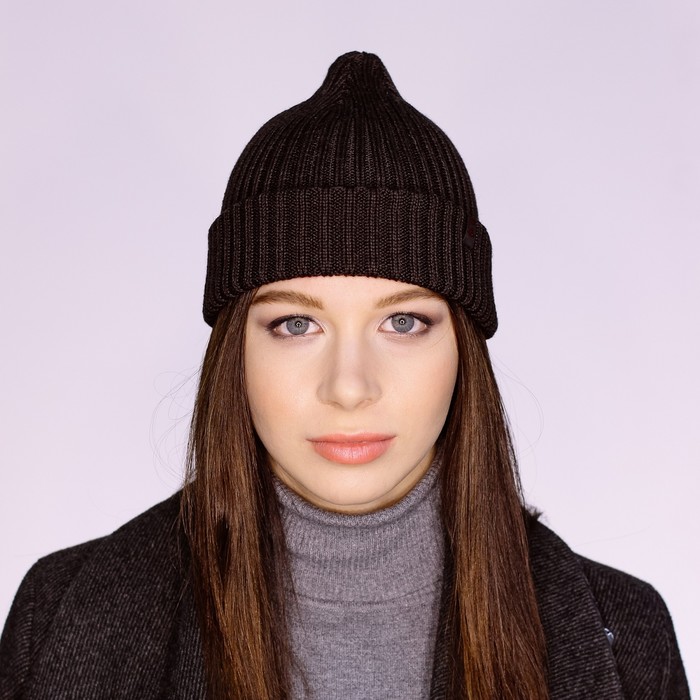 Шапка женская "БЕТ" демисезонная 819624, цвет шоколад, р-р 56-58