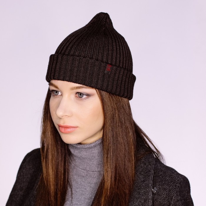 Шапка женская "БЕТ" демисезонная 819624, цвет шоколад, р-р 56-58