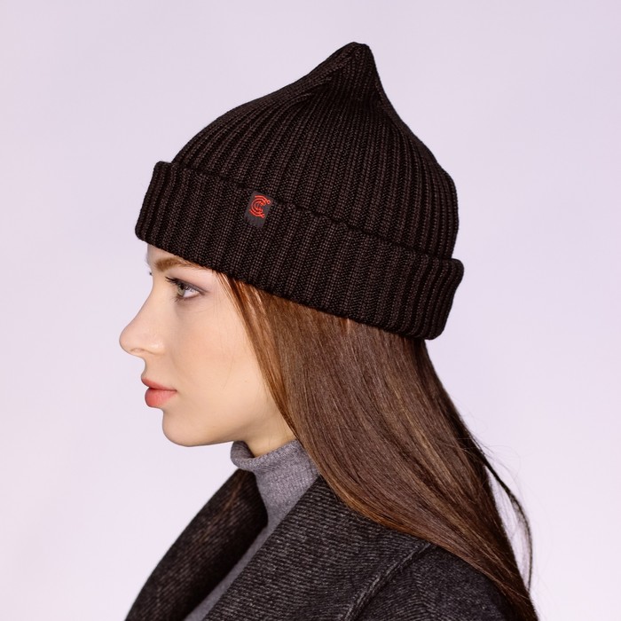 Шапка женская "БЕТ" демисезонная 819624, цвет шоколад, р-р 56-58