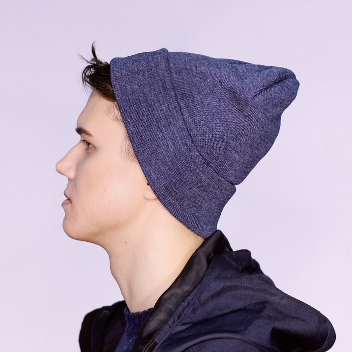 Шапка мужская "НЕКСТ М" демисезонная 818009, цвет джинс, р-р 56-58