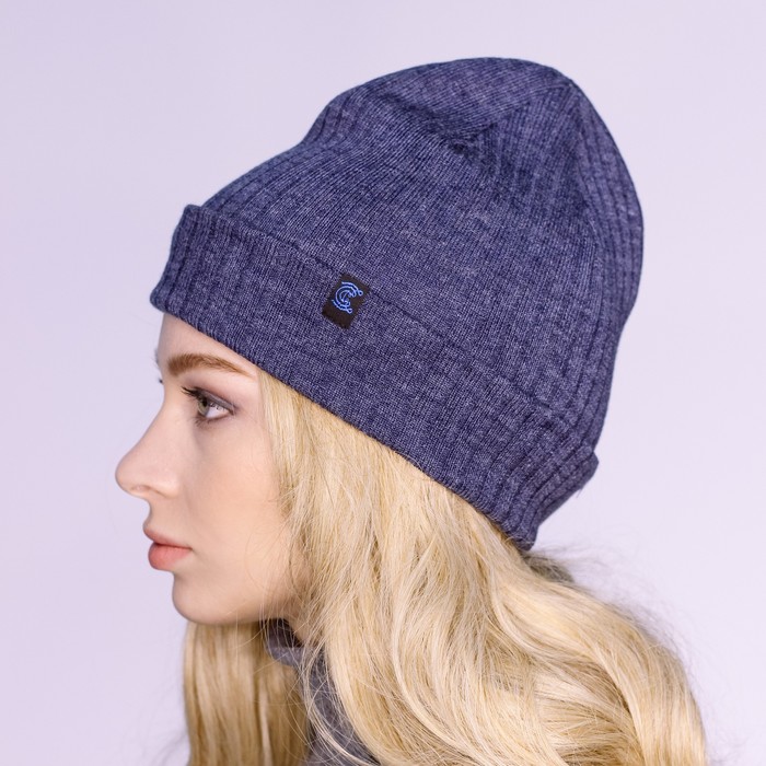 Шапка женская "ДРАЙВ" демисезонная 819709, цвет джинс, р-р 56-58