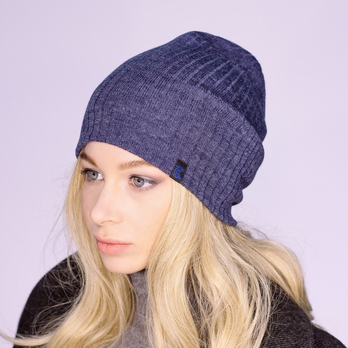 Шапка женская "ДРАЙВ" демисезонная 819709, цвет джинс, р-р 56-58