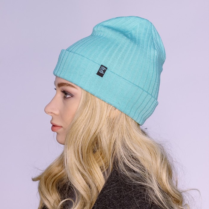 Шапка женская "ДРАЙВ" демисезонная 819718, цвет мята, р-р 56-58