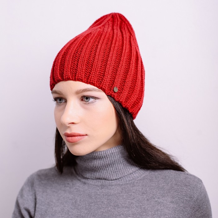 Шапка женская "ШЕЙКW" демисезонная 809162 цвет тёмно-красный, р-р 56-58