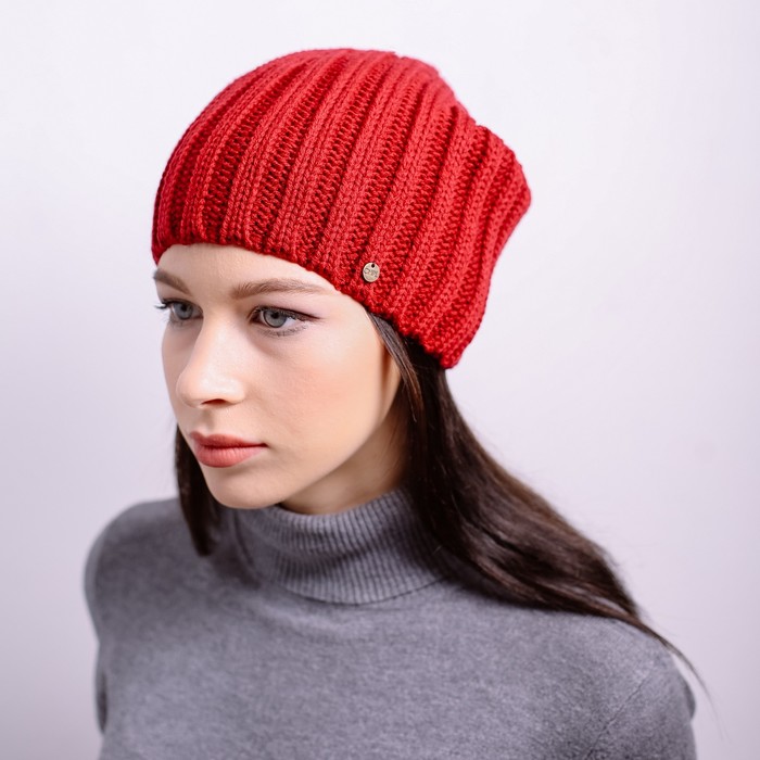 Шапка женская "ШЕЙКW" демисезонная 809162 цвет тёмно-красный, р-р 56-58