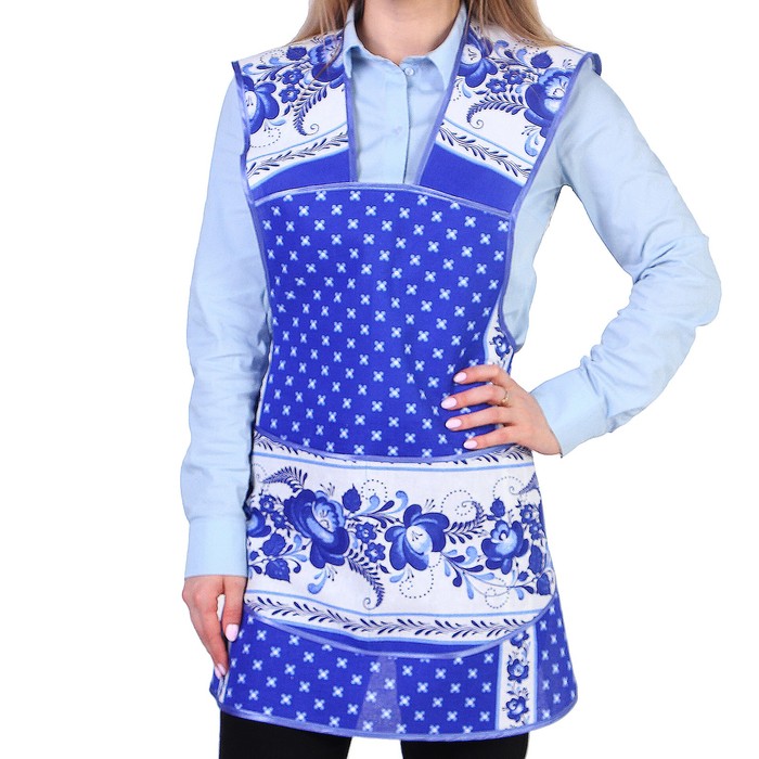 Фартук «Гжель», сувенирный, окружной, с карманом