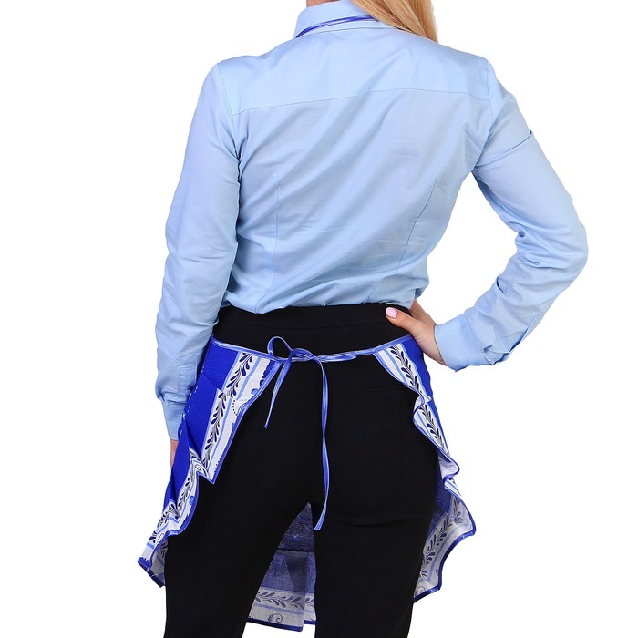 Фартук «Русская красавица», гжель, сувенирный, ажурный, с карманом