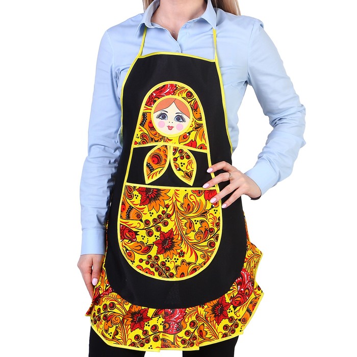 Фартук «Матрёшка», хохлома, сувенирный, ажурный, без кармана