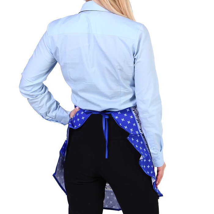 Фартук «Русская красавица», гжель, сувенирный, ажурный, без кармана