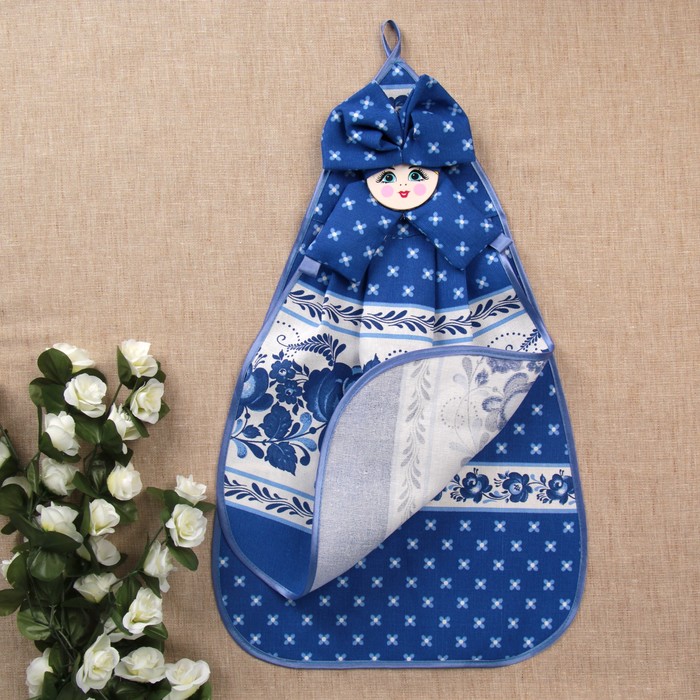 Полотенце «Луковка - матрёшка», двойная, гжель, сувенирное