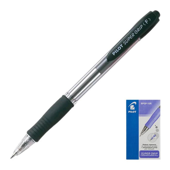 Ручка шариковая автоматическая PILOT Super Grip, узел 0.7мм, чернила чёрные на масляной основе, резиновый упор