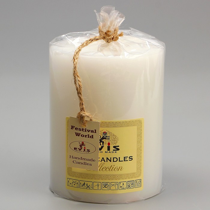 Свеча - цилиндр парафиновая, белая, D=9см, Н=12см