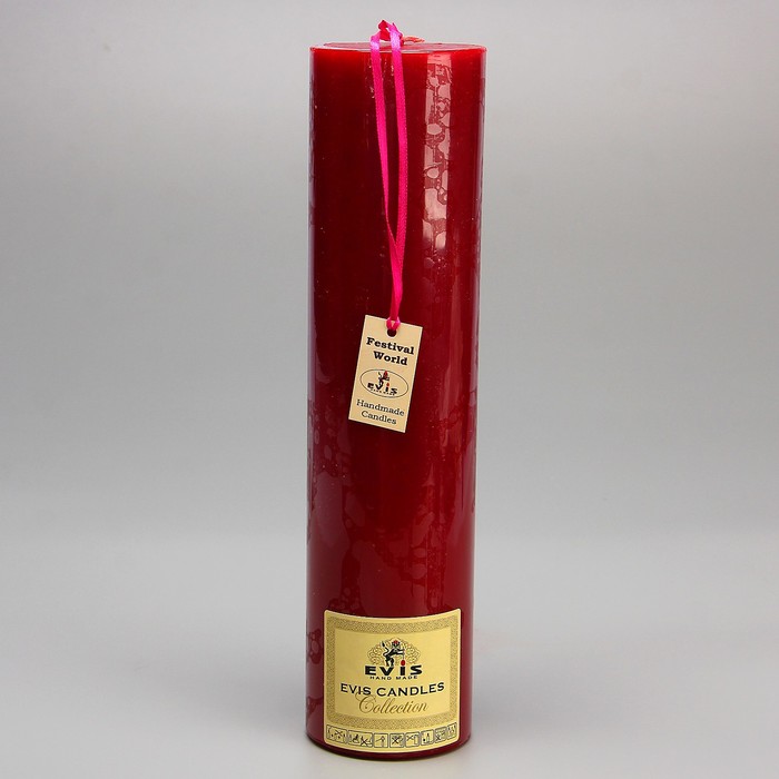 Свеча - цилиндр парафиновая, бордо, D=7.5см, Н=30см