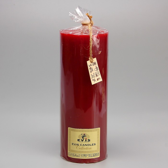 Свеча - цилиндр парафиновая, бордо, D=9см, Н=25см