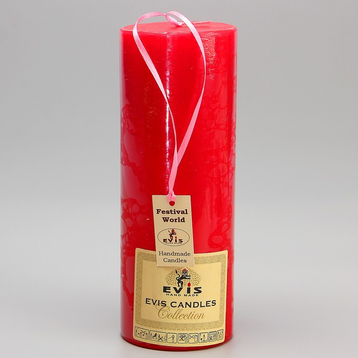 Свеча - цилиндр парафиновая, красная, D=7.5см, Н=20см