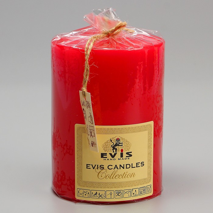 Свеча - цилиндр парафиновая, красная, D=9см, Н=12см