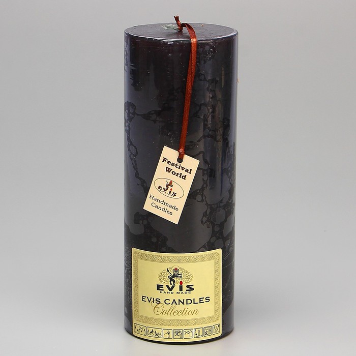 Свеча - цилиндр парафиновая, чёрная, D=7.5см, Н=20см