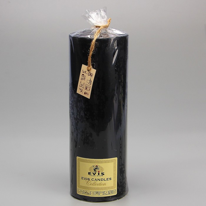 Свеча - цилиндр парафиновая, чёрная, D=9см, Н=25см