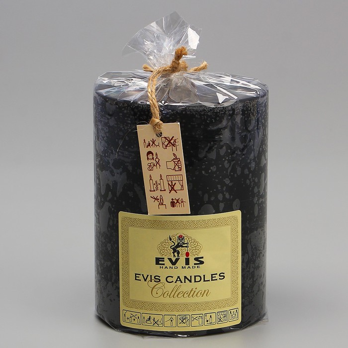 Свеча - цилиндр парафиновая, чёрная, D=9см, Н=12см