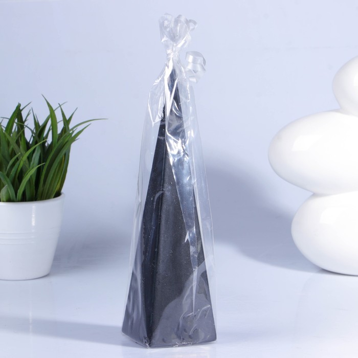 Свеча-пирамидка парафиновая, чёрная, 5х5см, Н=22,5см