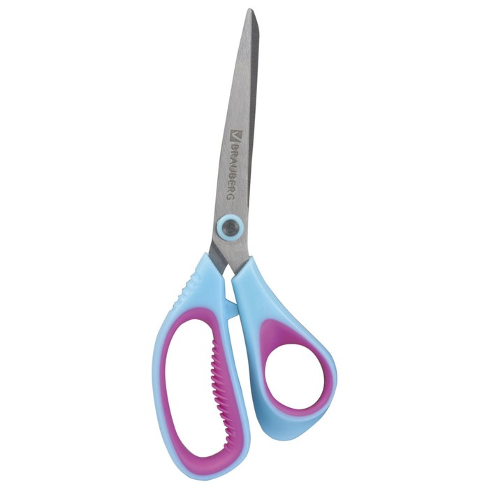 Ножницы BRAUBERG "Extra 3D" 21,6см, ассиметрич, ребрист.рез.встав, бирюзово-фиолет 236453