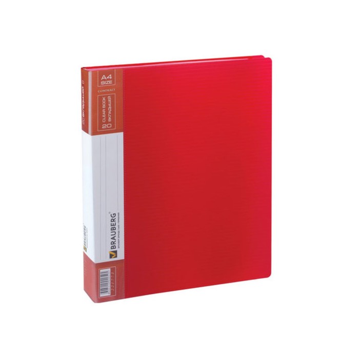 Папка 20 прозр вкладышей А4 0,7мм BRAUBERG Contract красная 221773