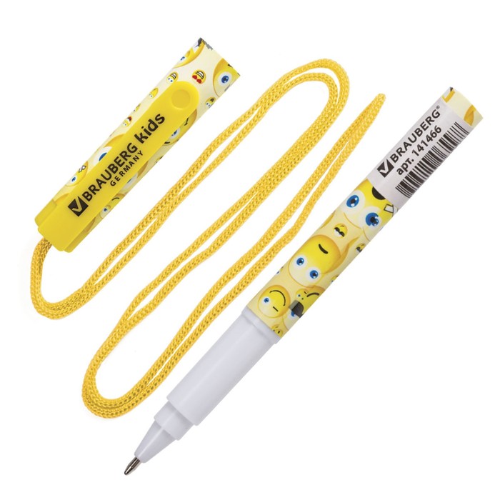 Ручка шариковая BRAUBERG "Funny motions", стержень синий 0,7мм, на шнурке, микс 141466