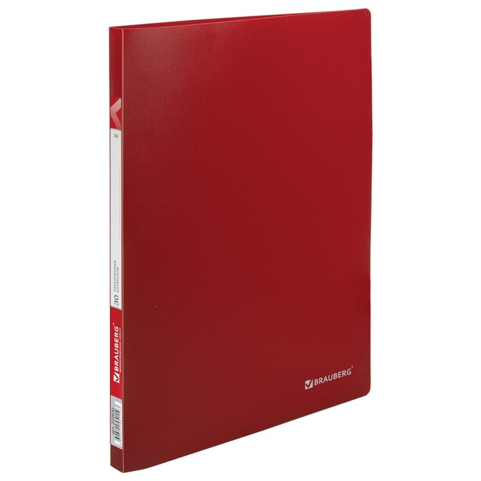 Папка 30 прозр вкладышей А4 0,5мм BRAUBERG Office красная 222630