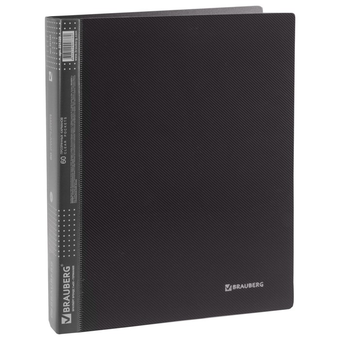 Папка 60 прозр вкладышей А4 0,9мм BRAUBERG Диагональ черная 221328
