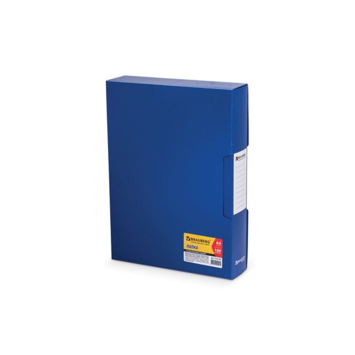 Папка 100 прозр вкладышей А4 0,8мм BRAUBERG "Business" синяя, в пласт.коробе 224140
