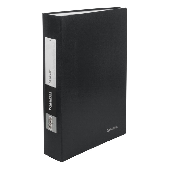 Папка 100 прозр вкладышей А4 0,8мм BRAUBERG Office черная 222641