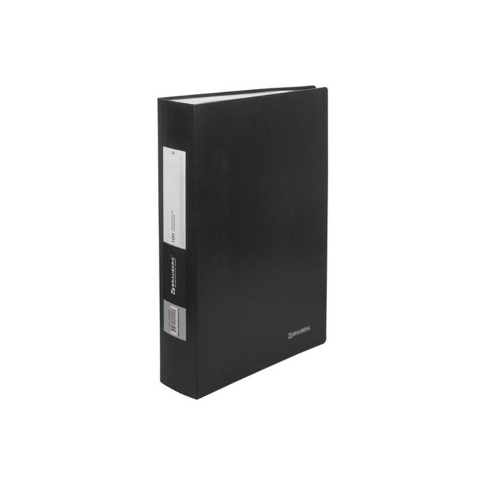 Папка 100 прозр вкладышей А4 0,8мм BRAUBERG Office черная 222641
