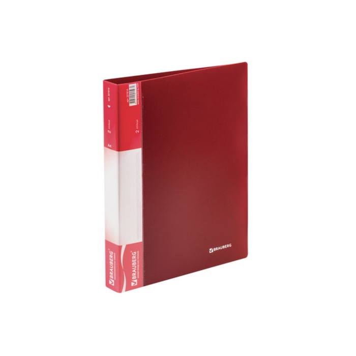 Папка на 2 кольцах А4 BRAUBERG Стандарт 25мм, красная 221614