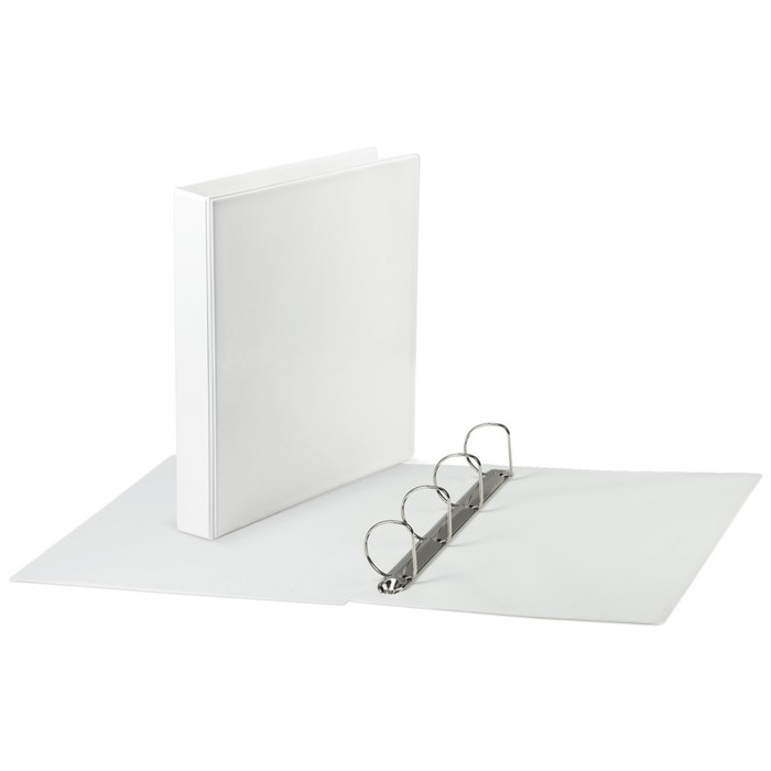 Папка на 4 кольцах А4 BRAUBERG 65 мм, картон/ПВХ, белая