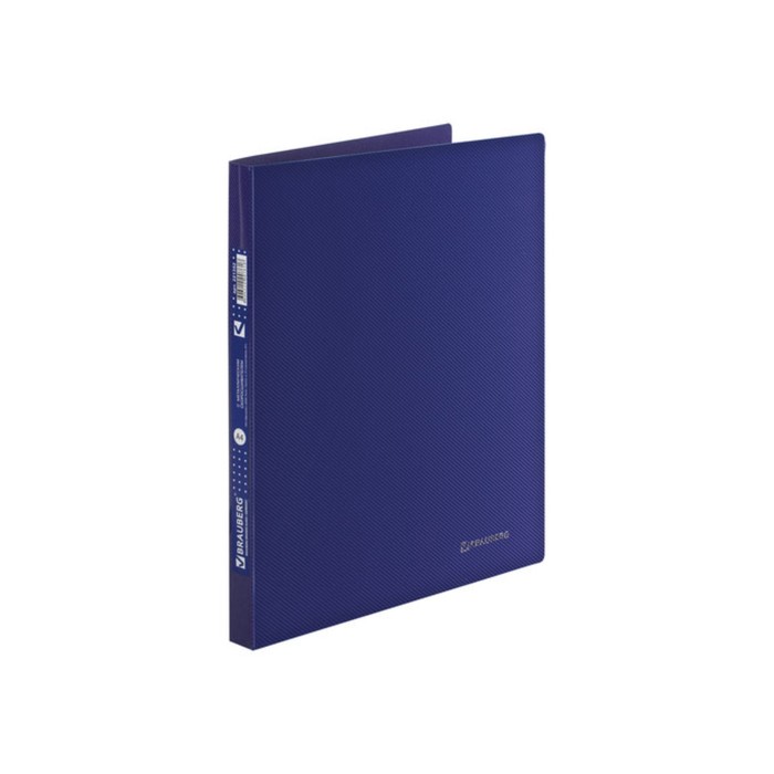 Папка с пруж скоросшивателем BRAUBERG Диагональ 0,6мм, внутр.карман, т-синий 221352