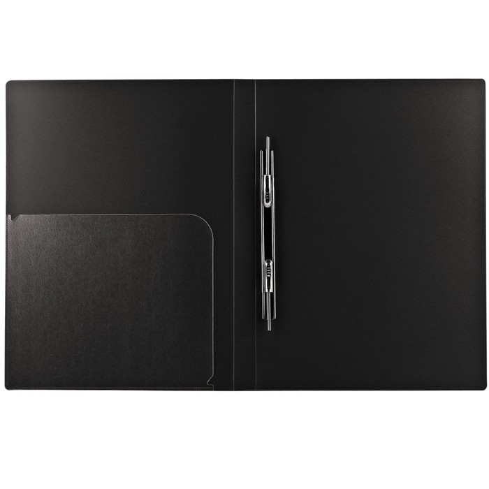 Папка с пруж скоросшивателем BRAUBERG Диагональ 0,6мм, внутр.карман, черный 221351