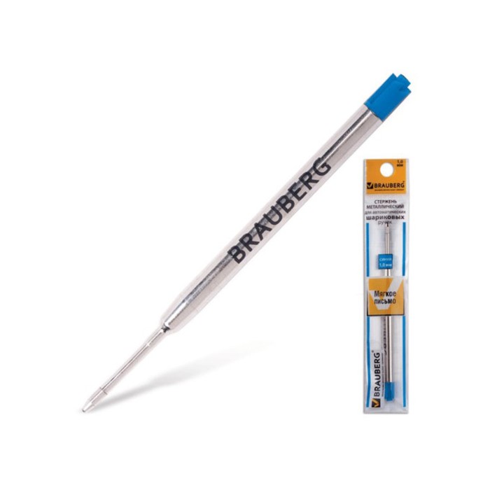 Стержень шариковый BRAUBERG PRK003, синий, 1мм, металлический корп., подвес 170199