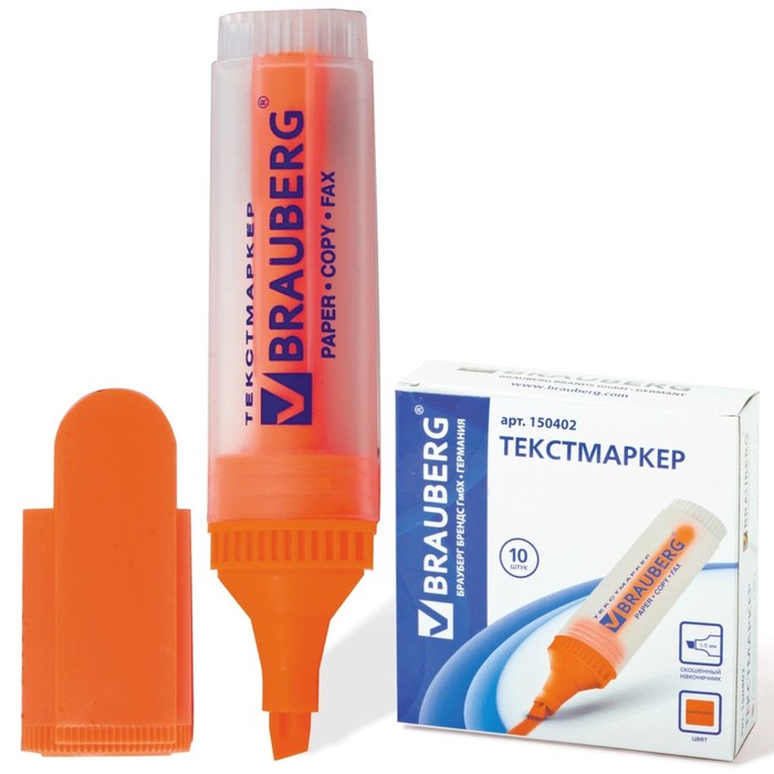 Маркер текстовыделитель 5 мм BRAUBERG FLUO, оранжевый