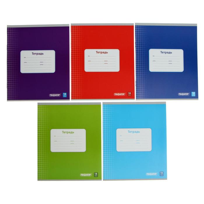 Тетрадь ПИФАГОР, 18 листов, клетка, офсет №2, обложка мелов картон, блок 60 г/м2