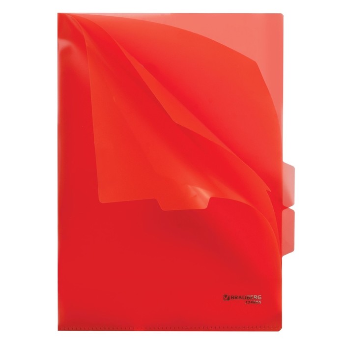 Папка-уголок А4, 150мкм BRAUBERG, 3 отделения, красная 224884
