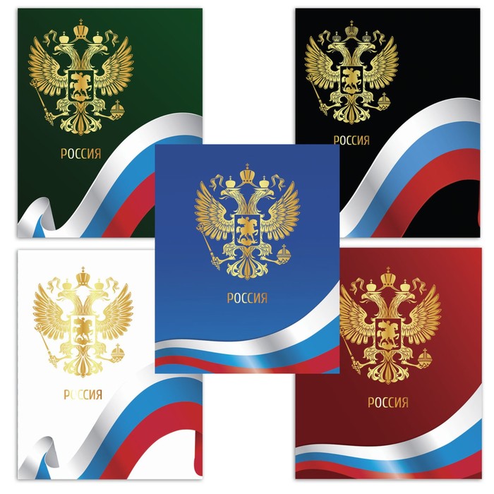 Тетрадь 48л кл BRAUBERG Российская символика, тиснение фольгой, микс 402818