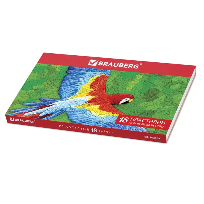 Пластилин 18цв 360г BRAUBERG, со стеком, картонная упаковка 103358