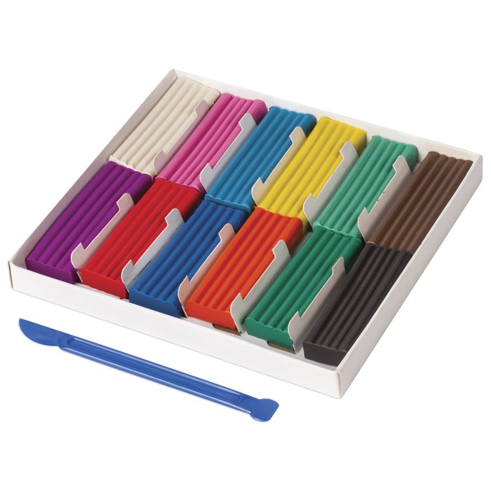 Пластилин ПИФАГОР, 12 цветов, 240 г, со стеком