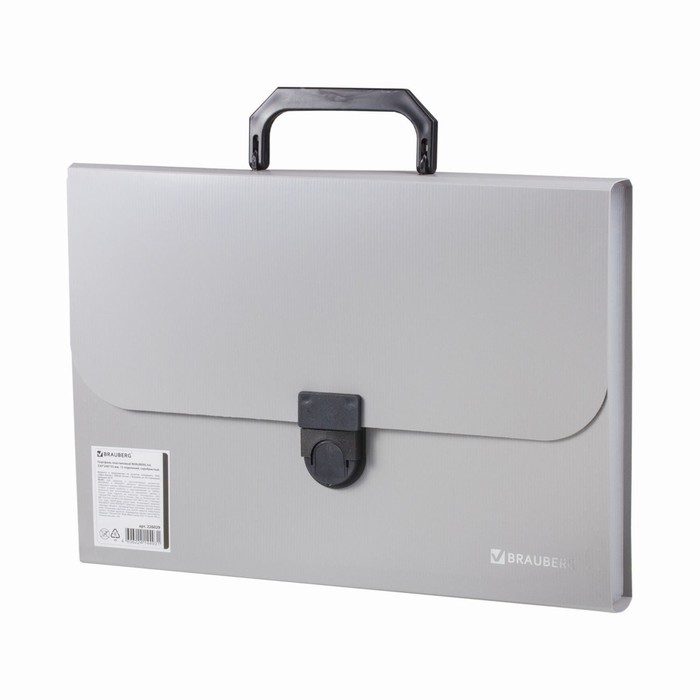 Папка-портфель A4 13отд на замке BRAUBERG ДЕЛЕГАТ, серебро 226029